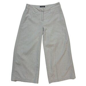 Chadwicks Cropped Womens SZ 4 Linen Blend Wide Leg Lined Pants Beachy Casual